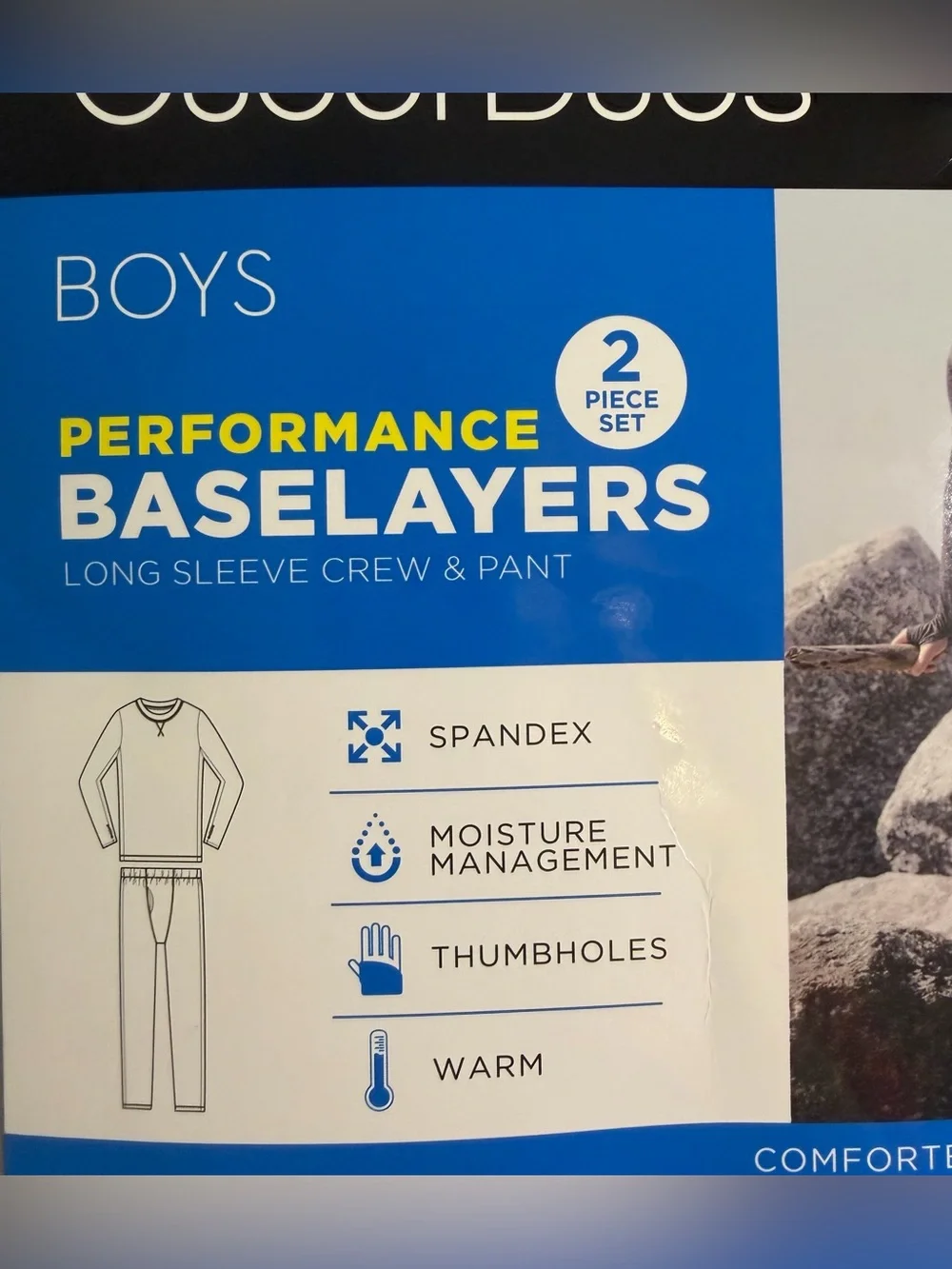 Cuddl Duds Boys Performance Baselayers 2-Piece Set Size Small 6/7 NWT Gray